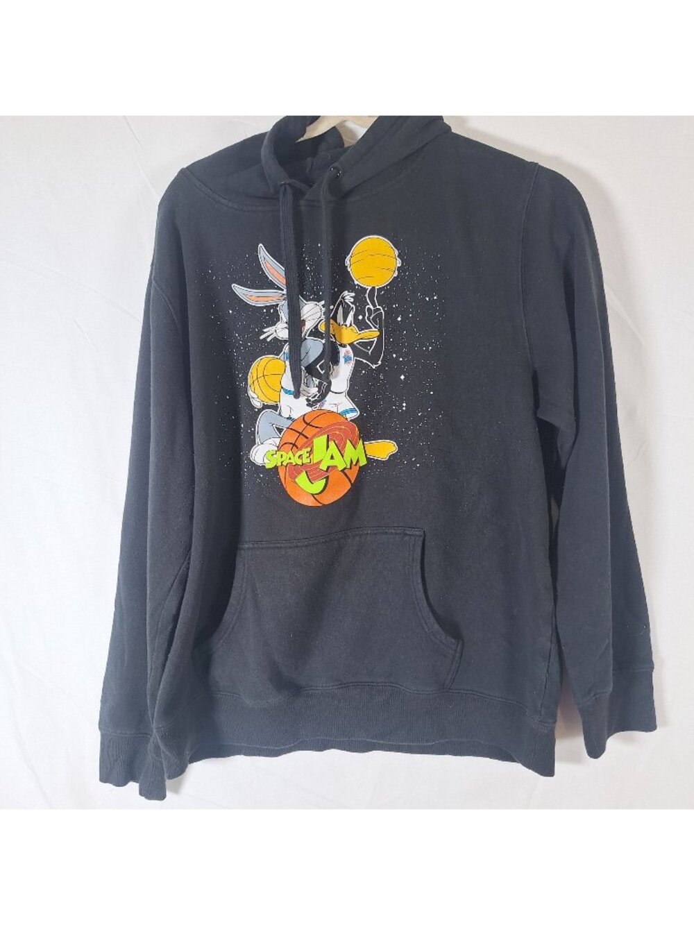 Space Jam Black Drawstring Hooded Sweatshirt size Medium